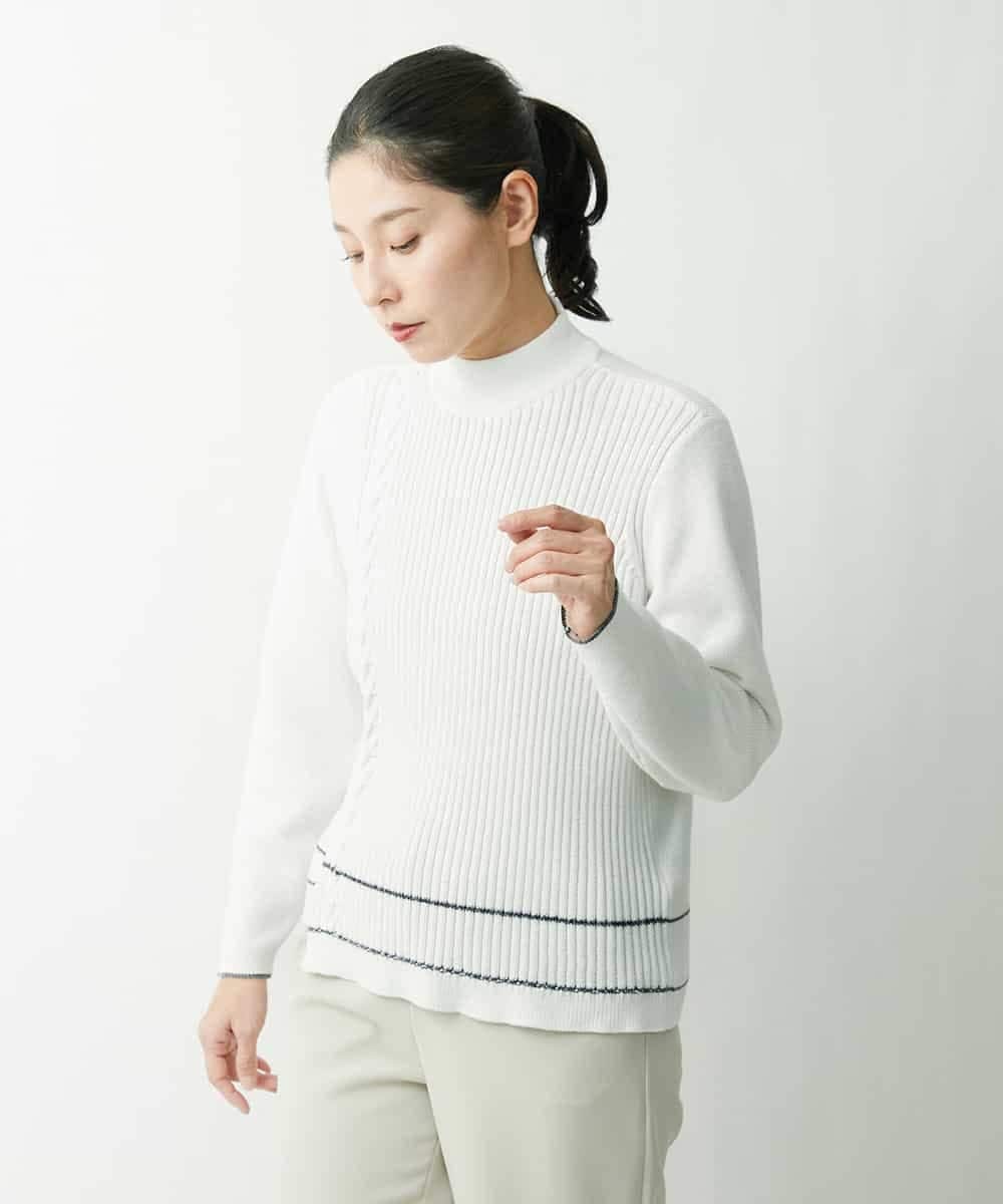 PZFES23230 GEORGES RECH(ジョルジュ・レッシュ) アシメ柄ハイネックニット ホワイト