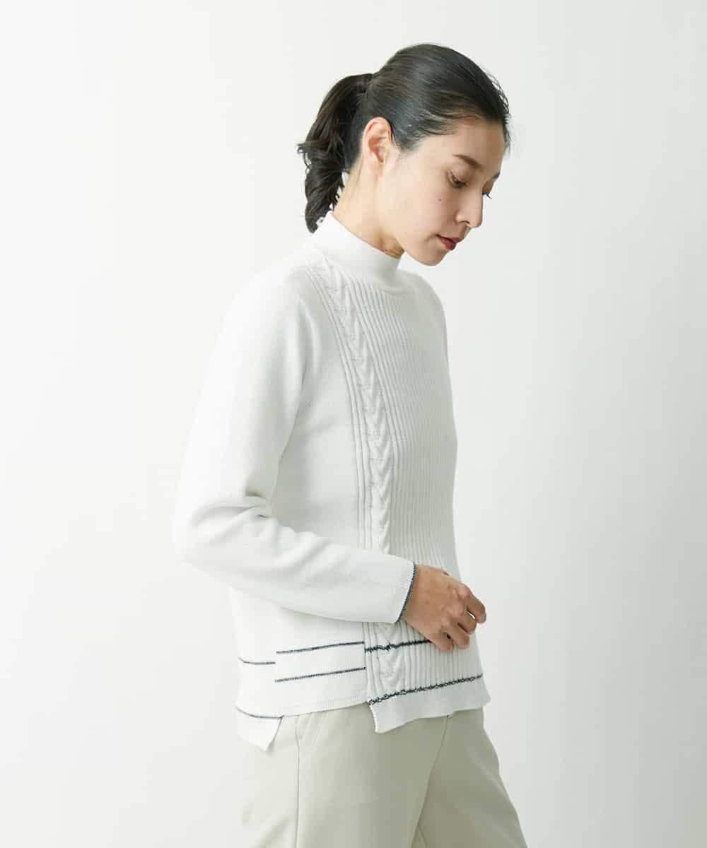 PZFES23230 GEORGES RECH(ジョルジュ・レッシュ) アシメ柄ハイネックニット ホワイト