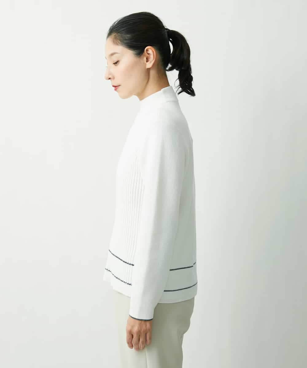 PZFES23230 GEORGES RECH(ジョルジュ・レッシュ) アシメ柄ハイネックニット ホワイト