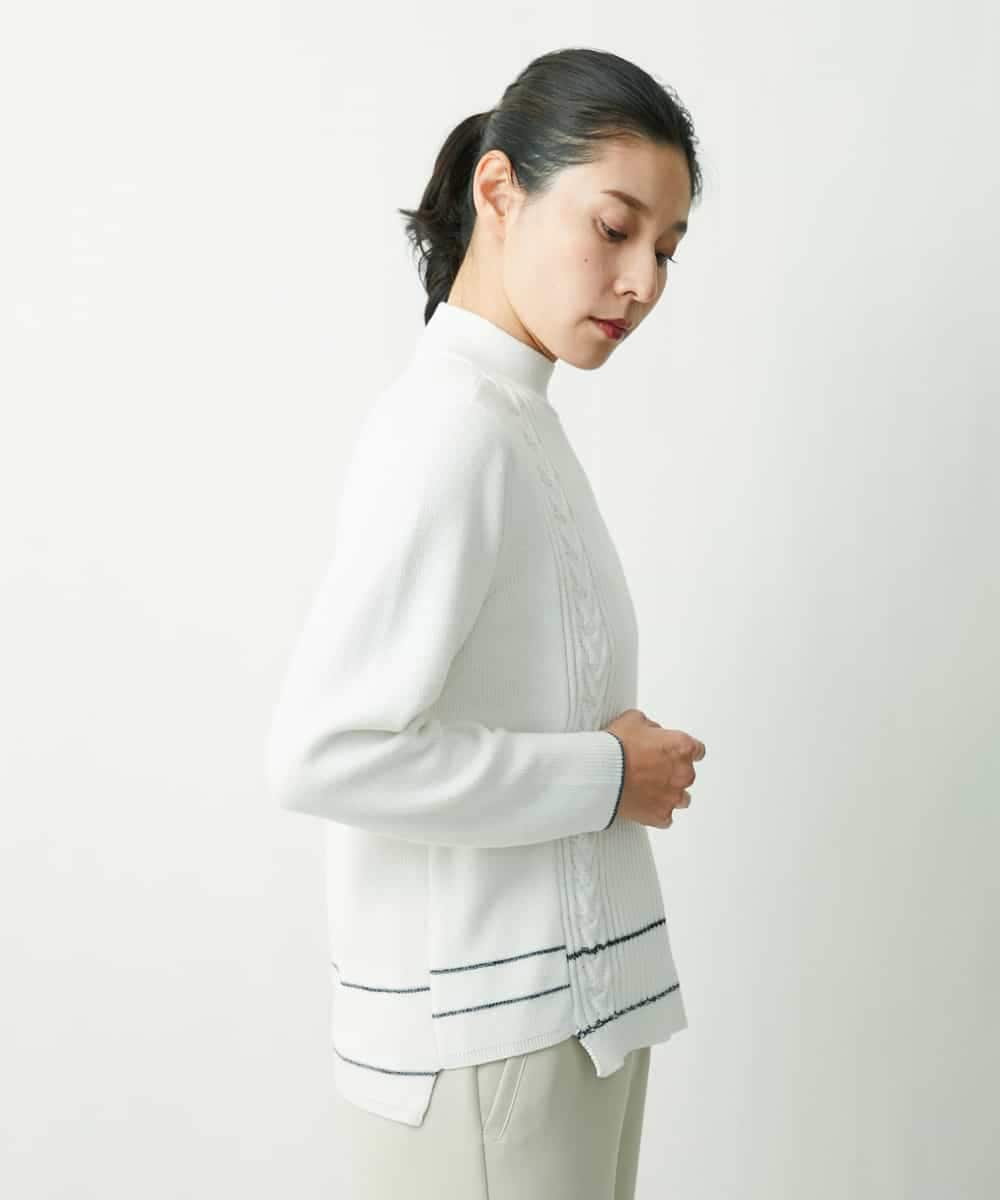 PZFES23230 GEORGES RECH(ジョルジュ・レッシュ) アシメ柄ハイネックニット ホワイト