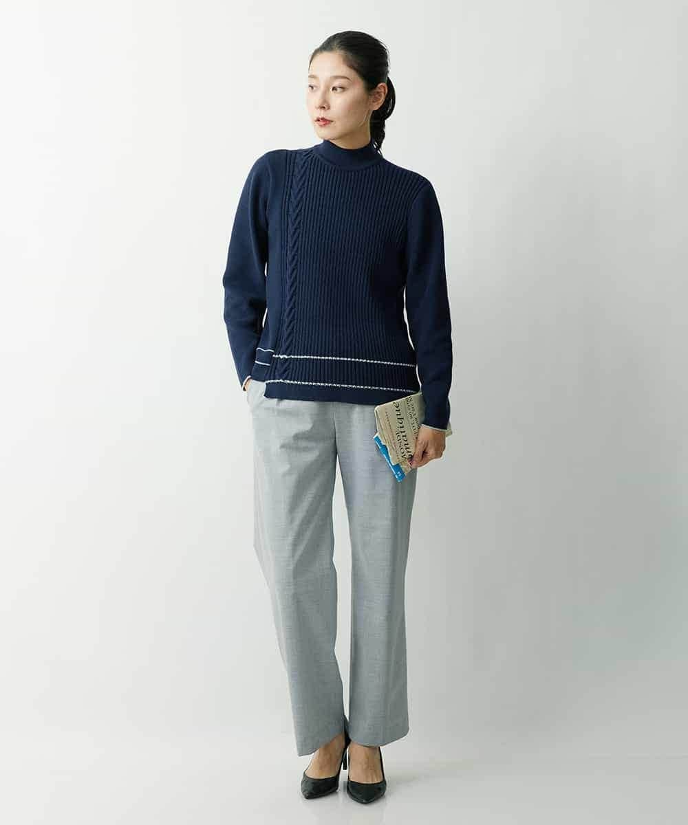 PZFES23230 GEORGES RECH(ジョルジュ・レッシュ) アシメ柄ハイネックニット ホワイト