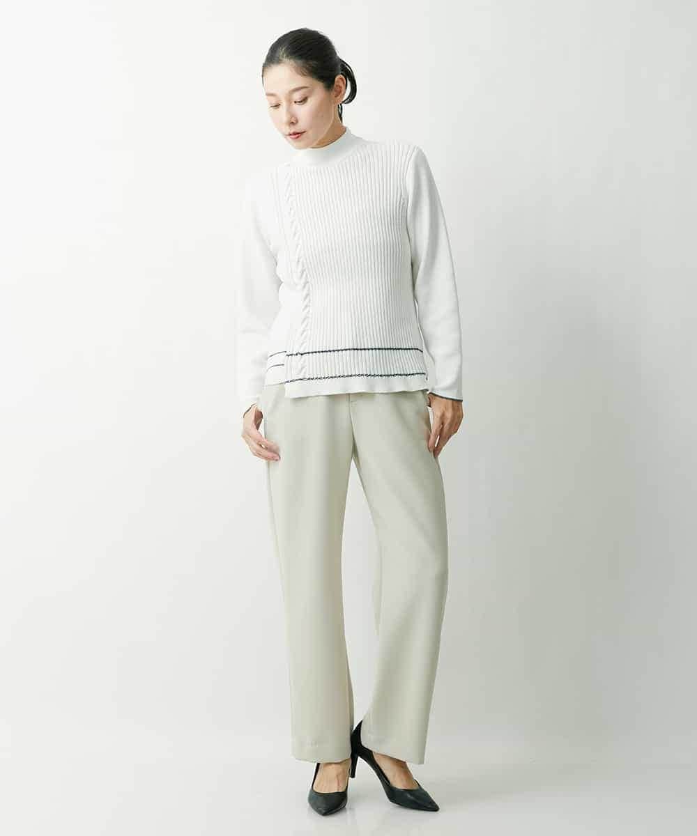 PZFES23230 GEORGES RECH(ジョルジュ・レッシュ) アシメ柄ハイネックニット ホワイト