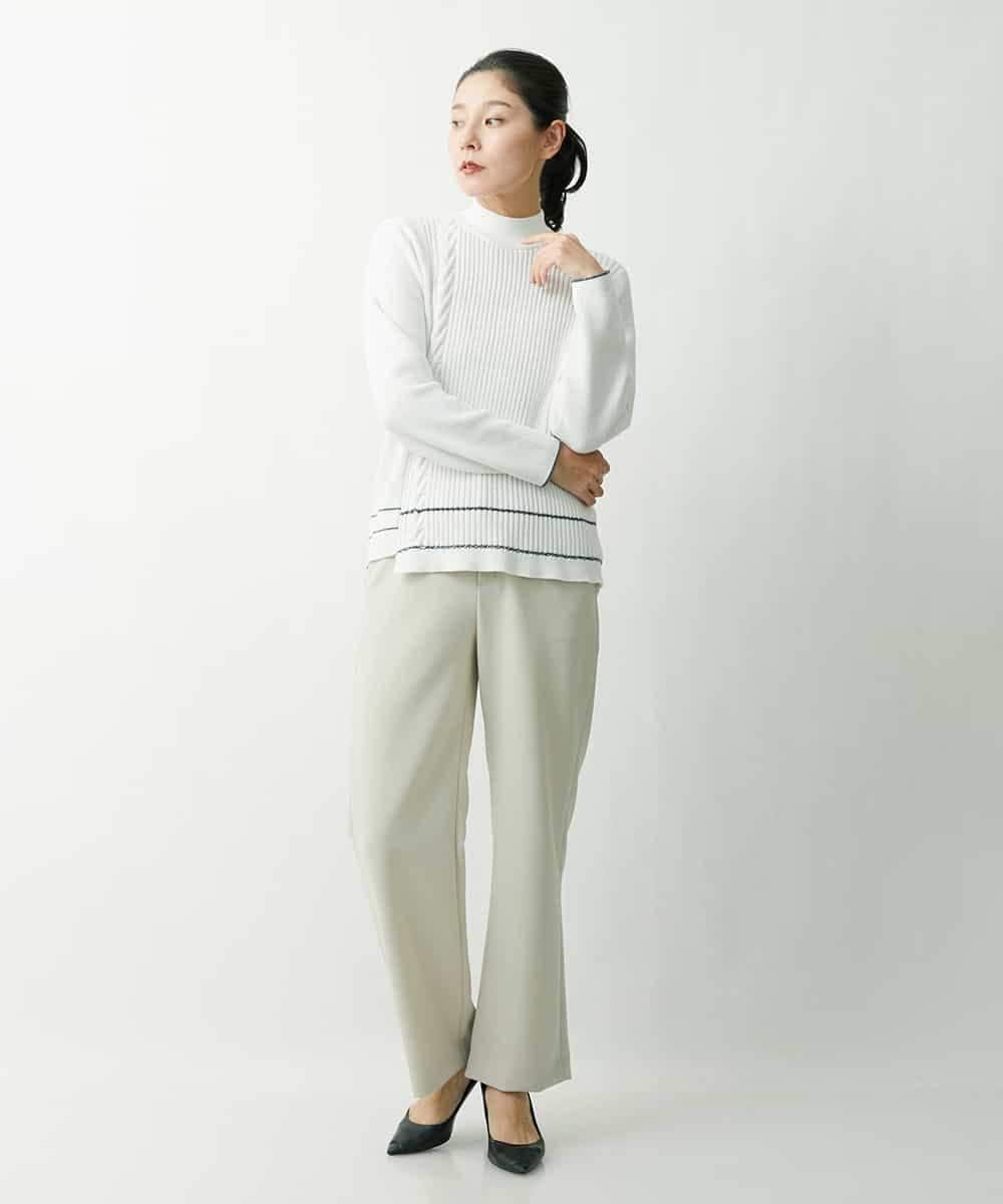 PZFES23230 GEORGES RECH(ジョルジュ・レッシュ) アシメ柄ハイネックニット ホワイト