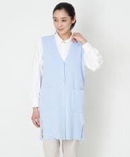 PZFET17260 GEORGES RECH(ジョルジュ・レッシュ) ロングニットジレ ライトブルー