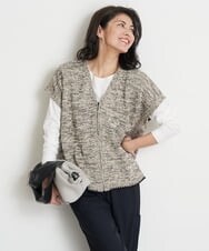 PZFET26290 GEORGES RECH(ジョルジュ・レッシュ) ジップアップニットベスト ベージュ