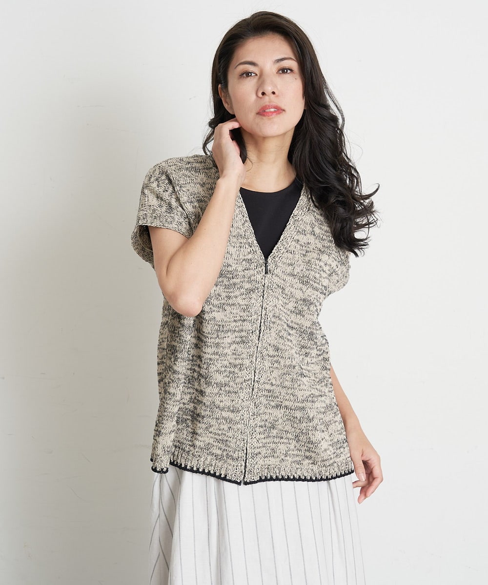 PZFET26290 GEORGES RECH(ジョルジュ・レッシュ) ジップアップニットベスト ベージュ