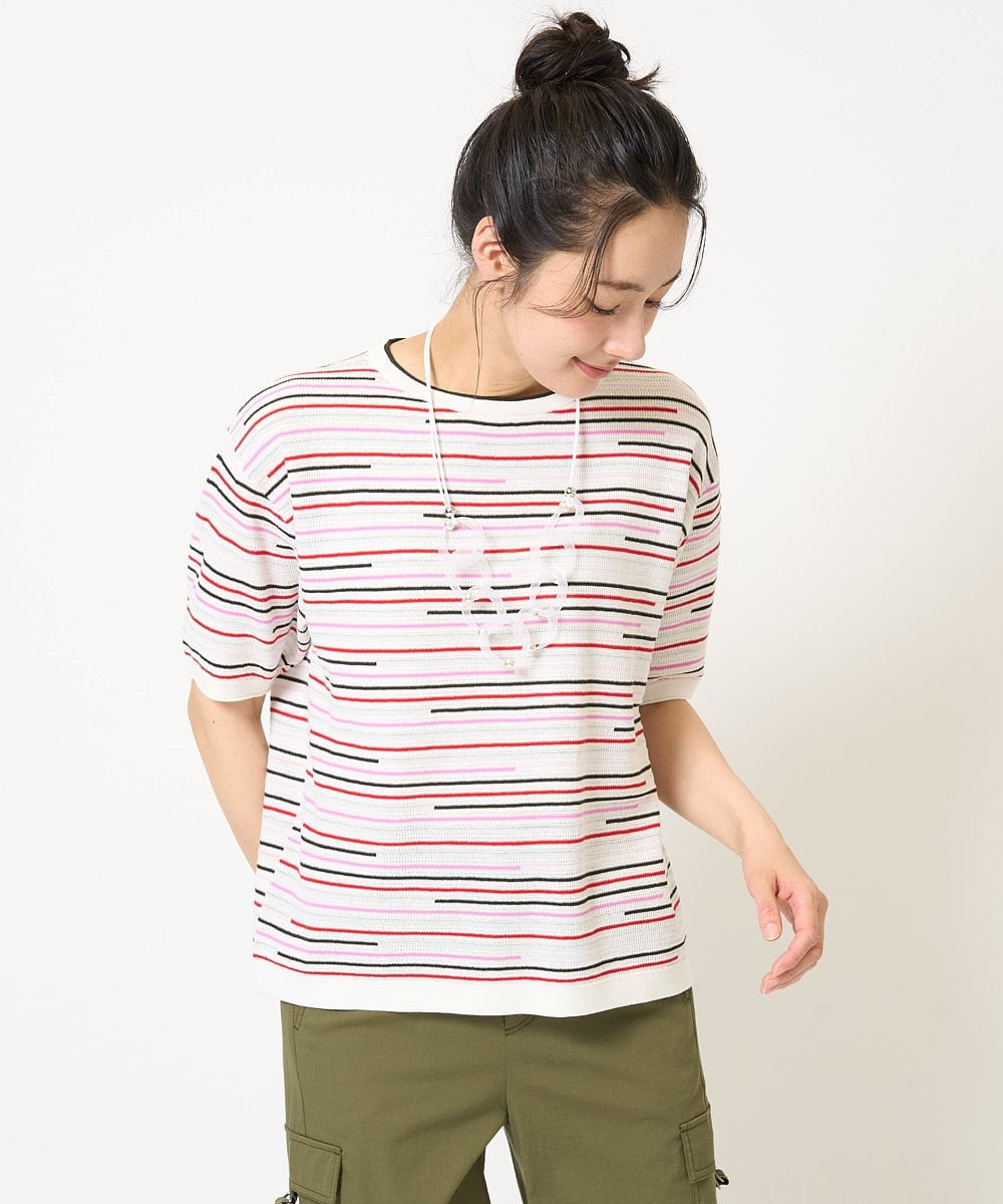 PZFGA03230 GEORGES RECH(ジョルジュ・レッシュ) カラフルボーダージャガードニット ライトグレー系