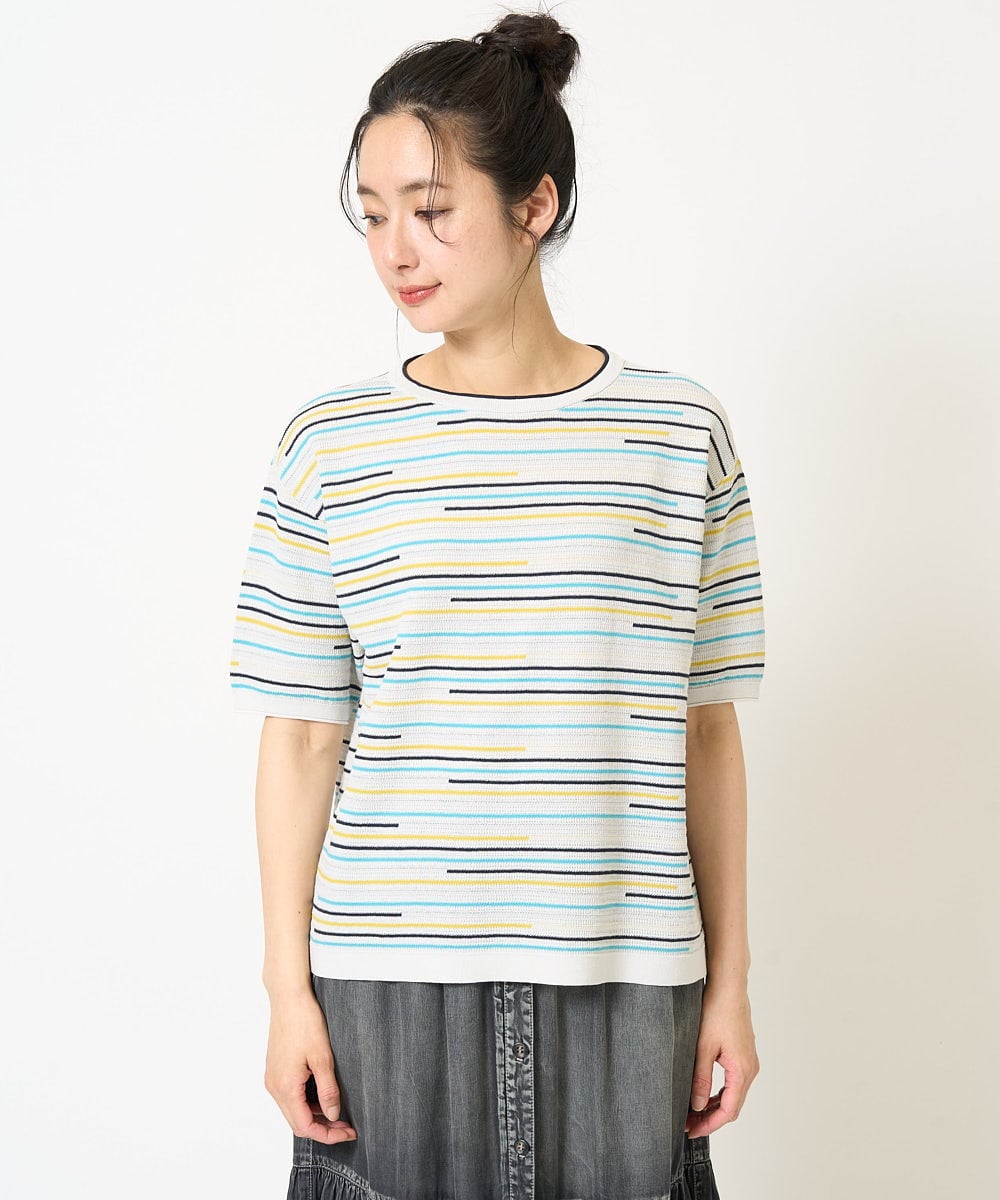 PZFGA03230 GEORGES RECH(ジョルジュ・レッシュ) カラフルボーダージャガードニット ライトグレー系