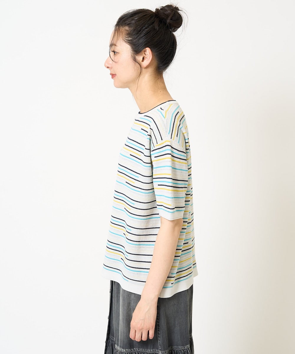 PZFGA03230 GEORGES RECH(ジョルジュ・レッシュ) カラフルボーダージャガードニット ライトグレー系