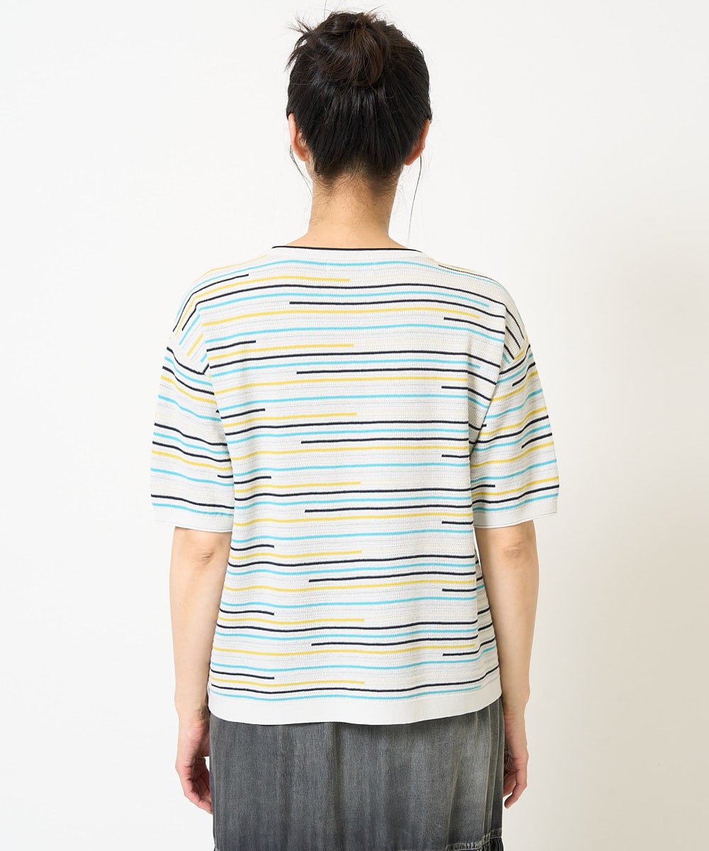 PZFGA03230 GEORGES RECH(ジョルジュ・レッシュ) カラフルボーダージャガードニット ライトグレー系