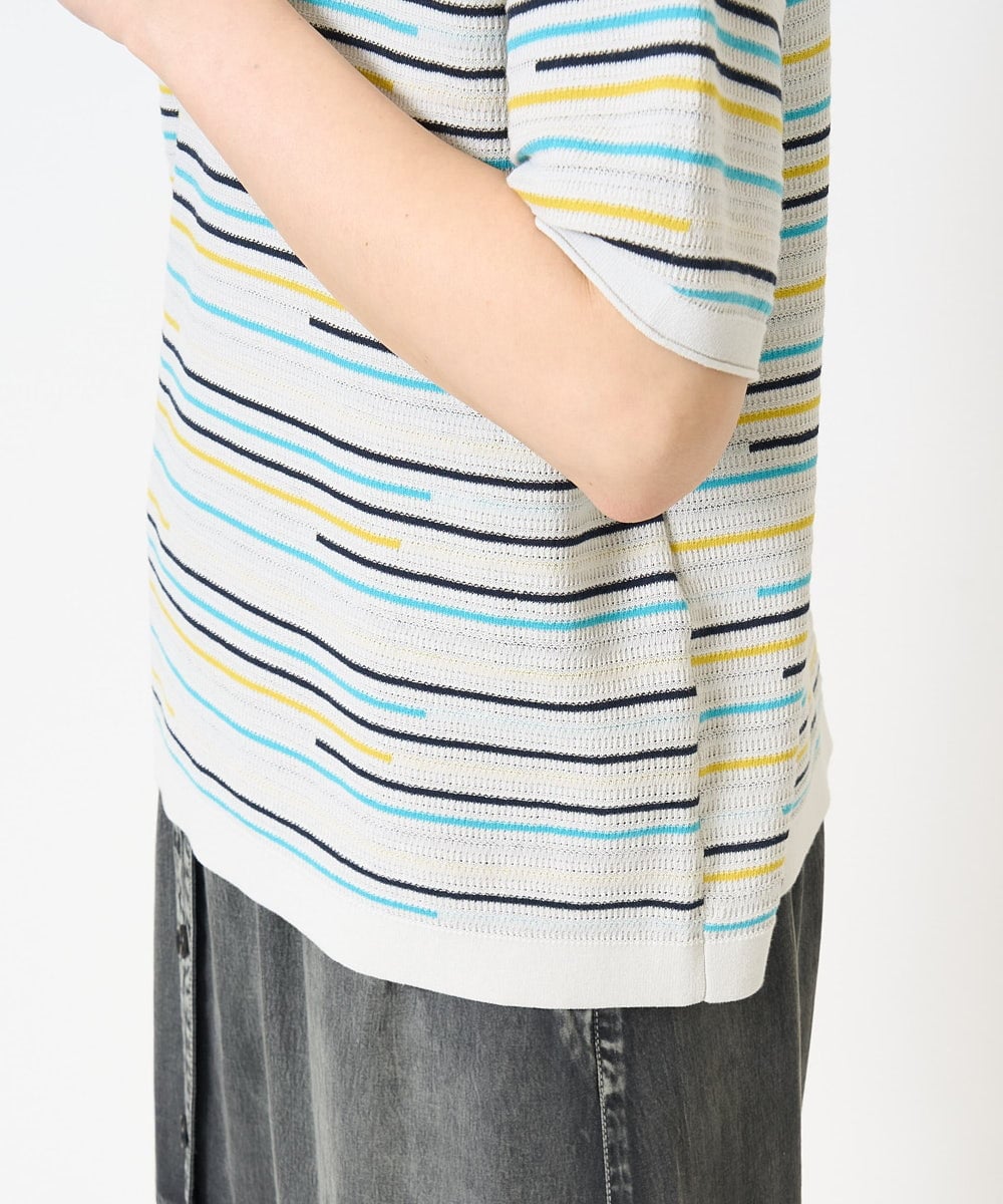 PZFGA03230 GEORGES RECH(ジョルジュ・レッシュ) カラフルボーダージャガードニット ライトグレー系
