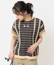 PZFGA15250 GEORGES RECH(ジョルジュ・レッシュ) ジャガードストライプ幾何柄シアーニット ネイビー