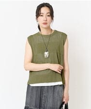PZFGA16230 GEORGES RECH(ジョルジュ・レッシュ)  [新色追加]バックスリットメッシュニットベスト カーキ
