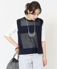 PZFGA16230 GEORGES RECH(ジョルジュ・レッシュ)  [新色追加]バックスリットメッシュニットベスト ネイビー