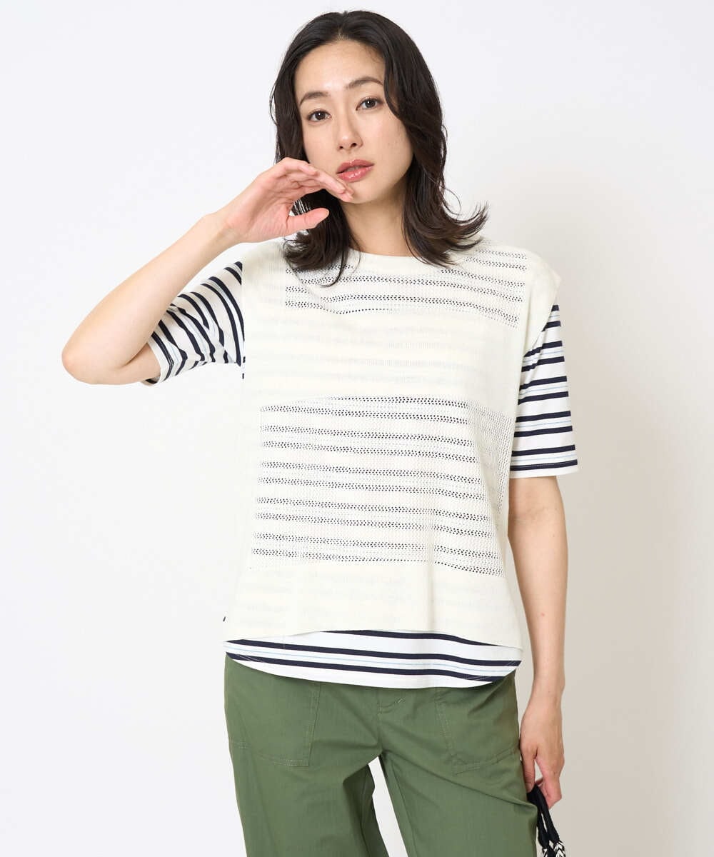 PZFGA16230 GEORGES RECH(ジョルジュ・レッシュ)  [新色追加]バックスリットメッシュニットベスト ネイビー