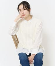 PZFGA16230 GEORGES RECH(ジョルジュ・レッシュ)  [新色追加]バックスリットメッシュニットベスト ネイビー