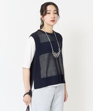 PZFGA16230 GEORGES RECH(ジョルジュ・レッシュ)  [新色追加]バックスリットメッシュニットベスト ネイビー