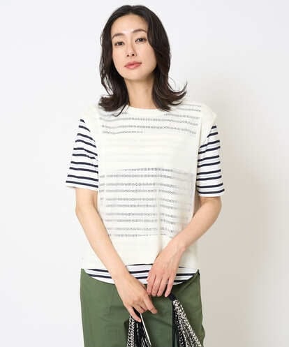 PZFGA16230 GEORGES RECH バックスリットメッシュニットジレ