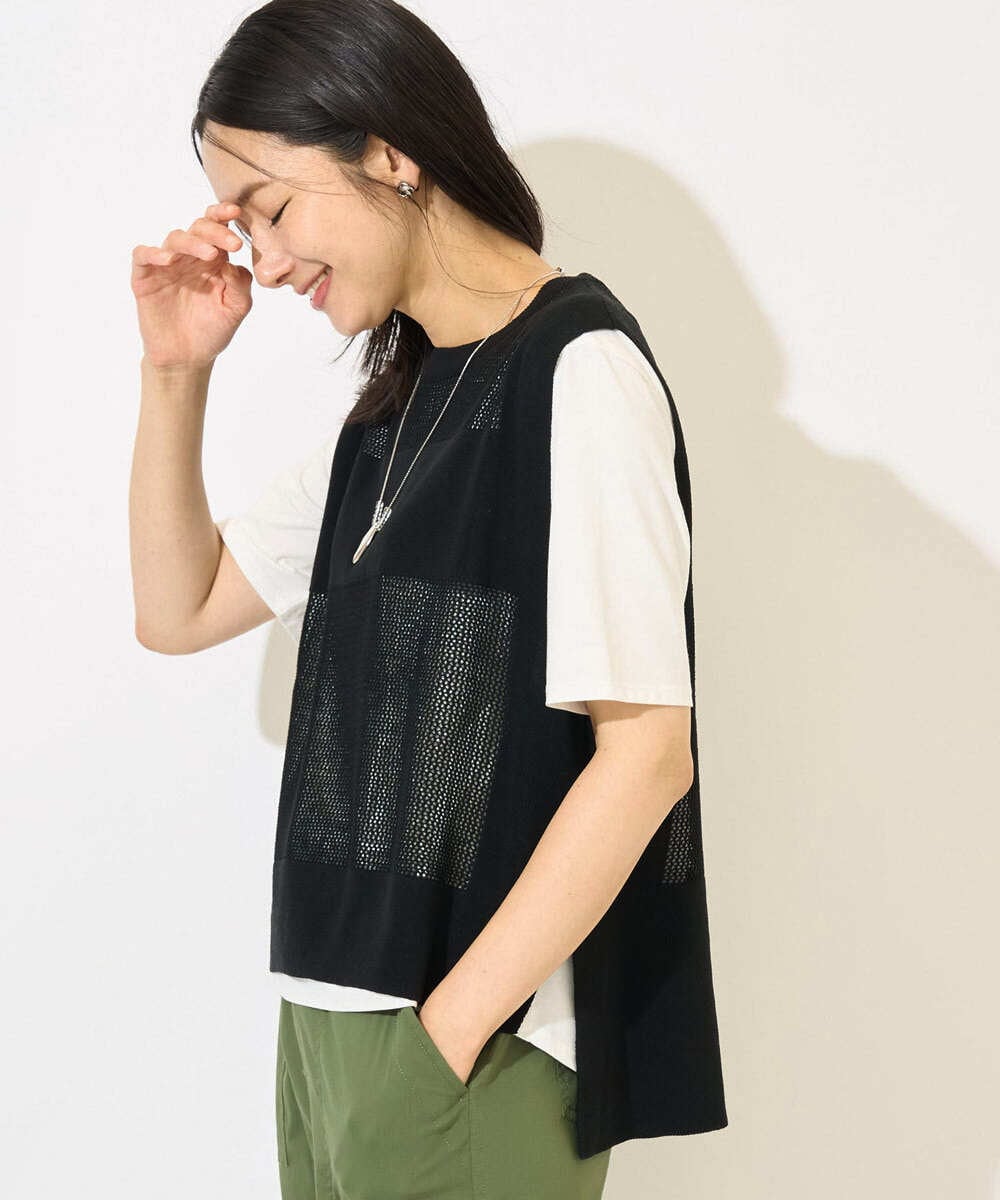 PZFGA16230 GEORGES RECH  [新色追加]バックスリットメッシュニットベスト