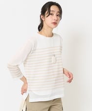 PZFGA21210 GEORGES RECH(ジョルジュ・レッシュ) シアーボーダーボートネックラメニット ベージュ