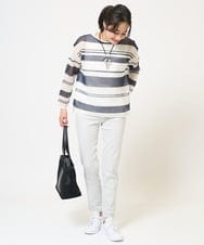 PZFGB43230 GEORGES RECH(ジョルジュ・レッシュ) メッシュボーダー8分袖ニット ネイビー