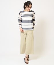 PZFGB43230 GEORGES RECH(ジョルジュ・レッシュ) メッシュボーダー8分袖ニット ネイビー
