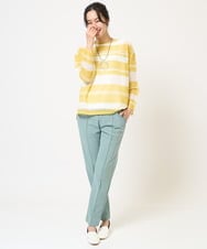 PZFGB43230 GEORGES RECH(ジョルジュ・レッシュ) メッシュボーダー8分袖ニット ネイビー