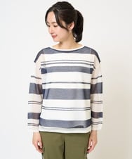 PZFGB43230 GEORGES RECH(ジョルジュ・レッシュ) メッシュボーダー8分袖ニット ネイビー