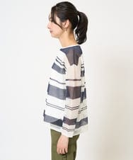 PZFGB43230 GEORGES RECH(ジョルジュ・レッシュ) メッシュボーダー8分袖ニット ネイビー