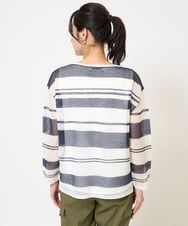 PZFGB43230 GEORGES RECH(ジョルジュ・レッシュ) メッシュボーダー8分袖ニット ネイビー