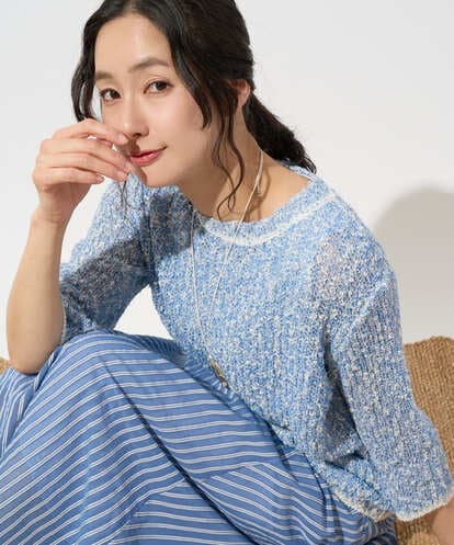 PZFGD02230 GEORGES RECH コットンスラブヤーン5分袖ニット