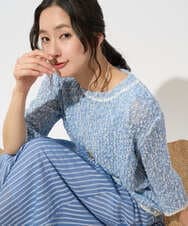 PZFGD02230 GEORGES RECH(ジョルジュ・レッシュ) コットンスラブヤーン5分袖ニット ライトブルー