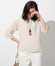 PZFGD02230 GEORGES RECH(ジョルジュ・レッシュ) コットンスラブヤーン5分袖ニット ベージュ