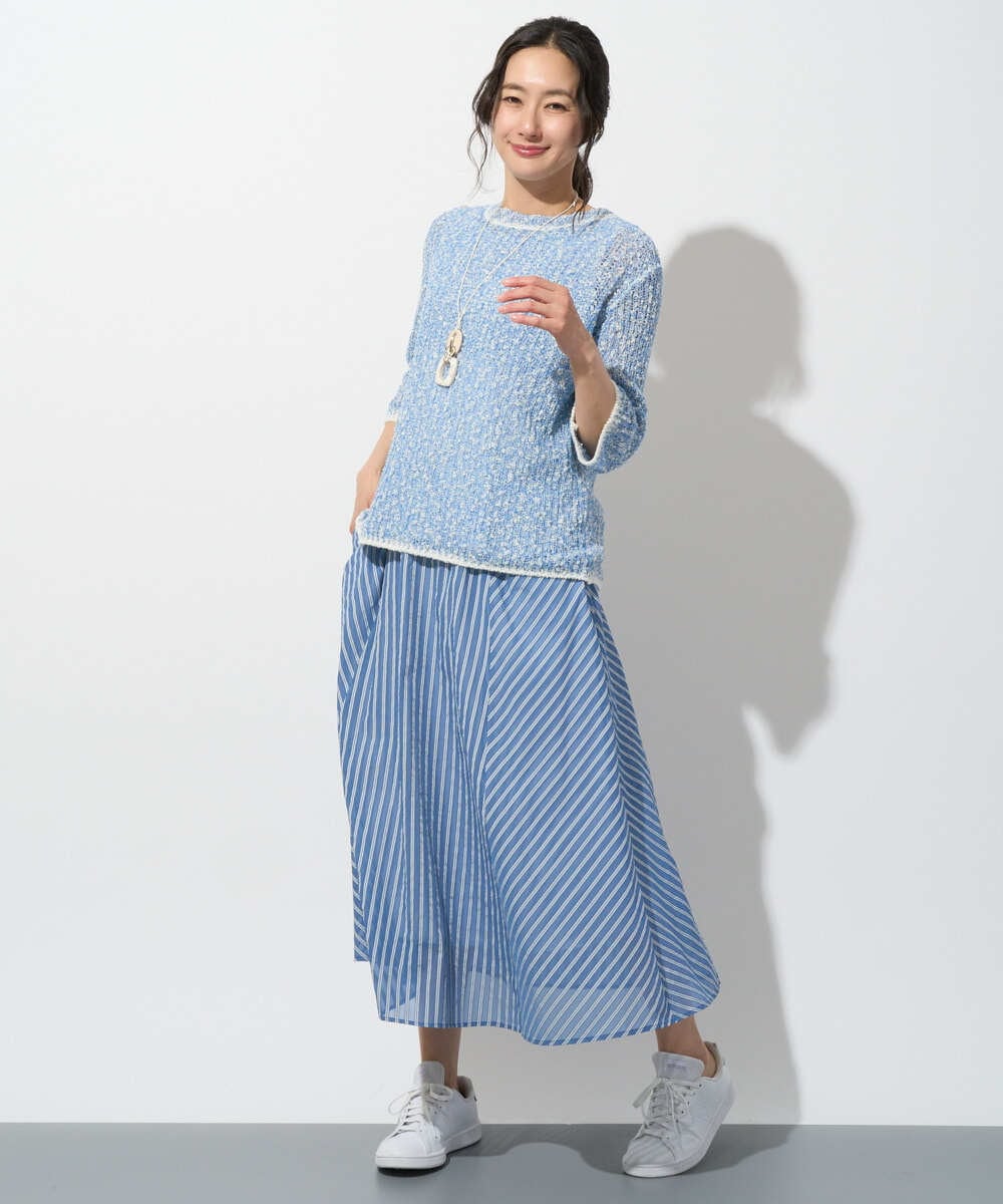 PZFGD02230 GEORGES RECH(ジョルジュ・レッシュ) コットンスラブヤーン5分袖ニット ベージュ