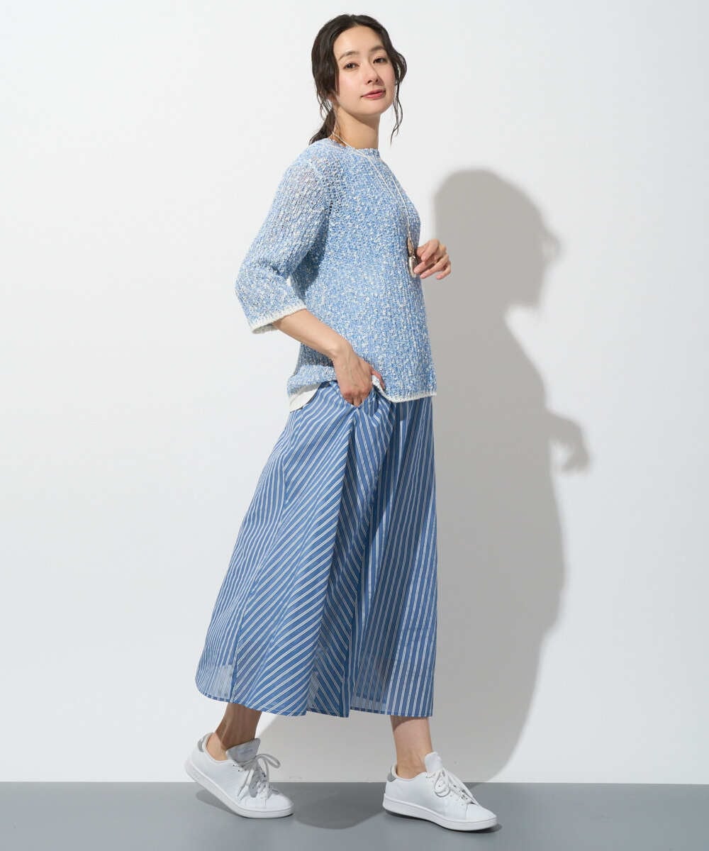 PZFGD02230 GEORGES RECH(ジョルジュ・レッシュ) コットンスラブヤーン5分袖ニット ベージュ