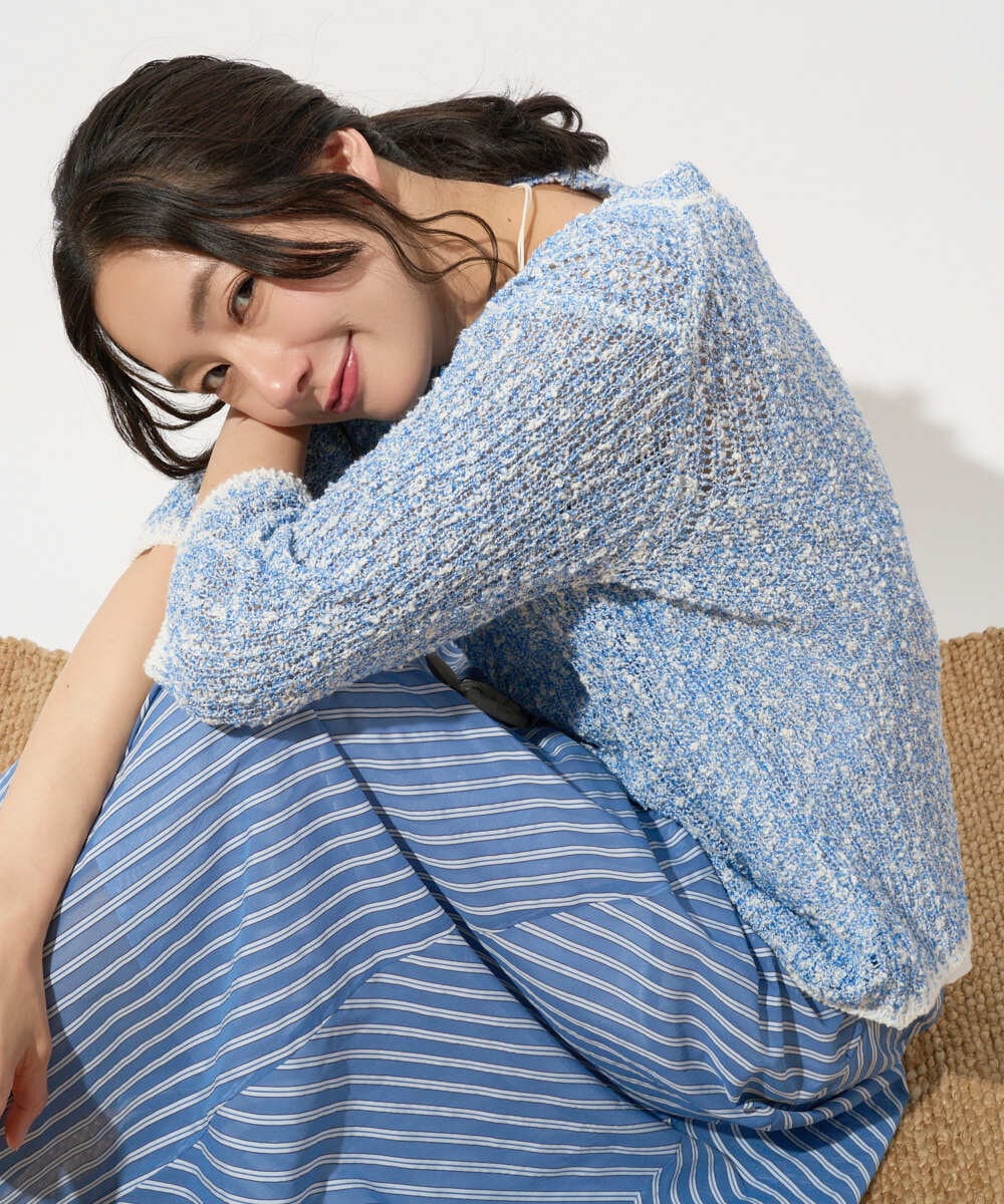 PZFGD02230 GEORGES RECH(ジョルジュ・レッシュ) コットンスラブヤーン5分袖ニット ベージュ