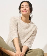 PZFGD02230 GEORGES RECH(ジョルジュ・レッシュ) コットンスラブヤーン5分袖ニット ベージュ