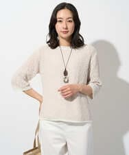 PZFGD02230 GEORGES RECH(ジョルジュ・レッシュ) コットンスラブヤーン5分袖ニット ベージュ