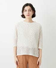 PZFGD02230 GEORGES RECH(ジョルジュ・レッシュ) コットンスラブヤーン5分袖ニット ベージュ