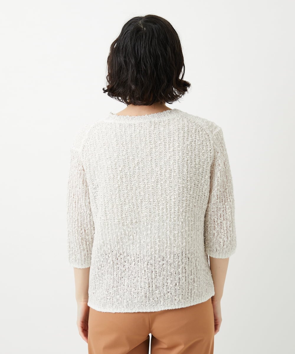 PZFGD02230 GEORGES RECH(ジョルジュ・レッシュ) コットンスラブヤーン5分袖ニット ベージュ