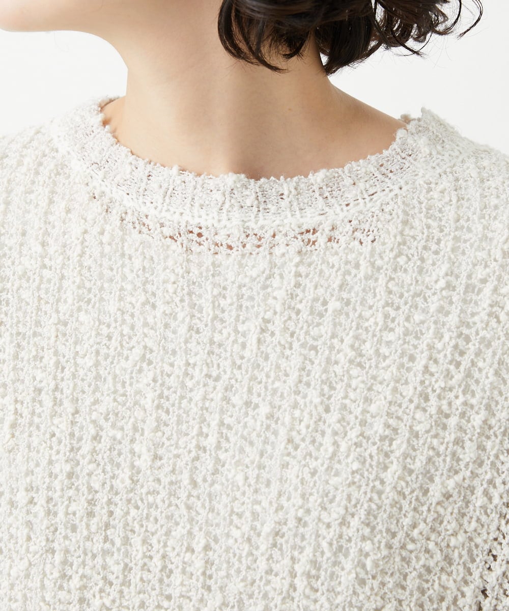 PZFGD02230 GEORGES RECH(ジョルジュ・レッシュ) コットンスラブヤーン5分袖ニット ベージュ