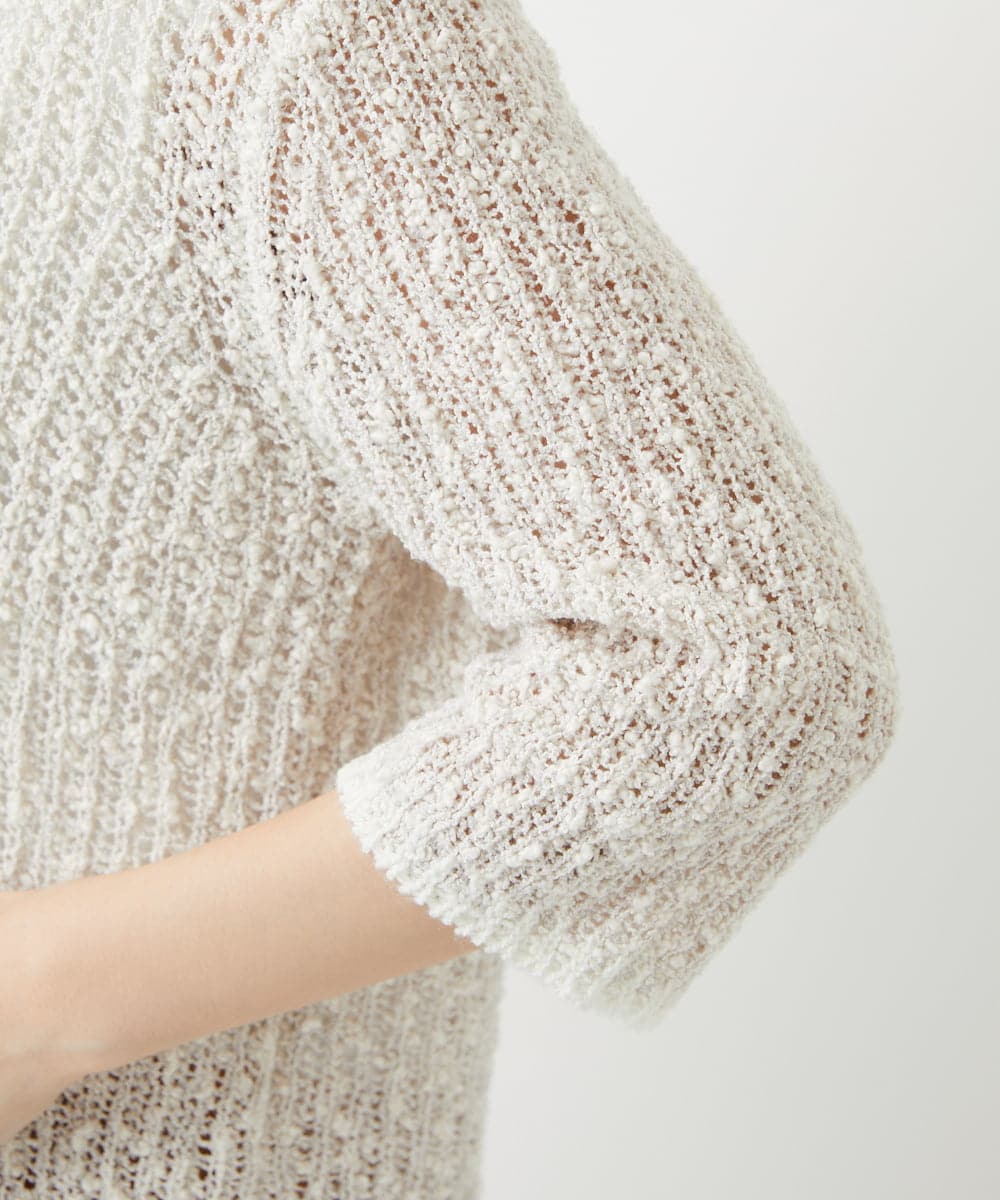 PZFGD02230 GEORGES RECH(ジョルジュ・レッシュ) コットンスラブヤーン5分袖ニット ベージュ