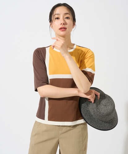 PZFGD13250 GEORGES RECH カラーブロックインターシャニット