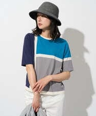 PZFGD13250 GEORGES RECH(ジョルジュ・レッシュ) カラーブロックインターシャニット ブルー系