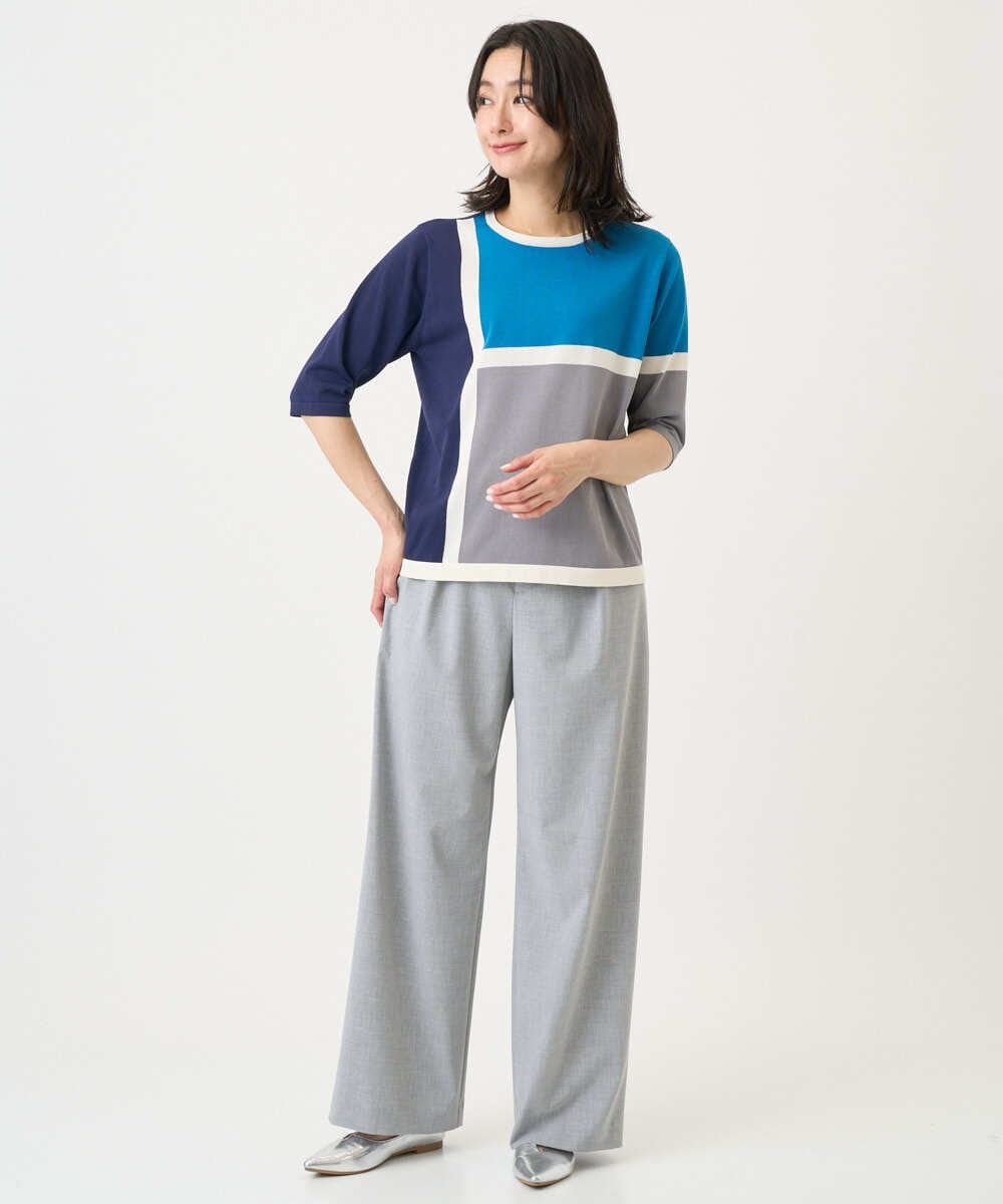 PZFGD13250 GEORGES RECH(ジョルジュ・レッシュ) カラーブロックインターシャニット ブルー系