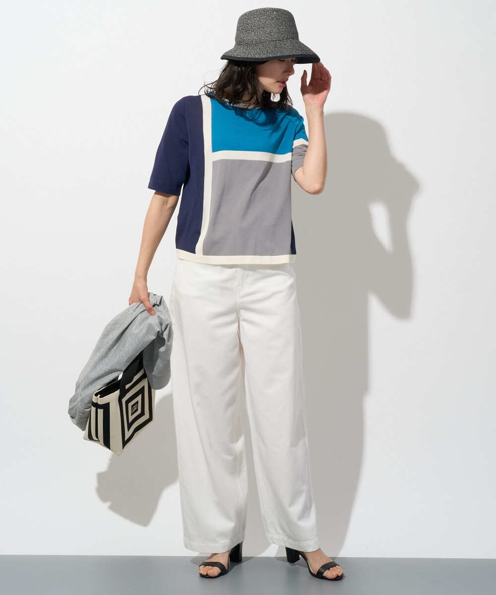 PZFGD13250 GEORGES RECH(ジョルジュ・レッシュ) カラーブロックインターシャニット ブルー系