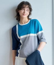 PZFGD13250 GEORGES RECH(ジョルジュ・レッシュ) カラーブロックインターシャニット ブルー系