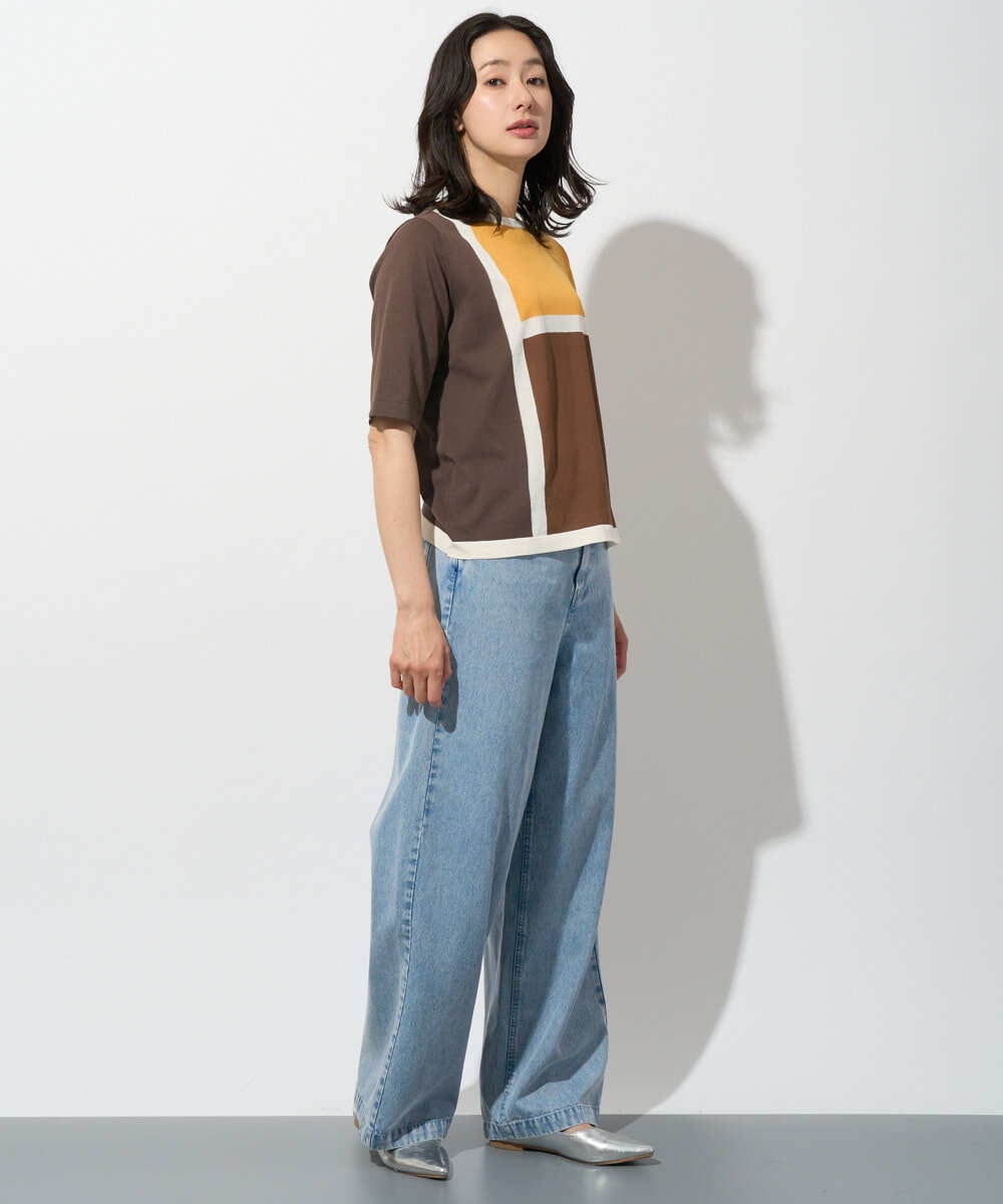 PZFGD13250 GEORGES RECH(ジョルジュ・レッシュ) カラーブロックインターシャニット ブルー系