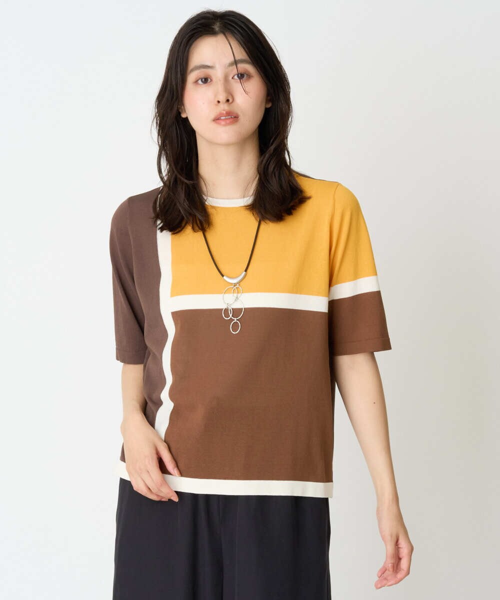 PZFGD13250 GEORGES RECH(ジョルジュ・レッシュ) カラーブロックインターシャニット ブルー系