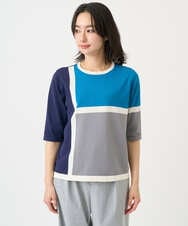 PZFGD13250 GEORGES RECH(ジョルジュ・レッシュ) カラーブロックインターシャニット ブルー系